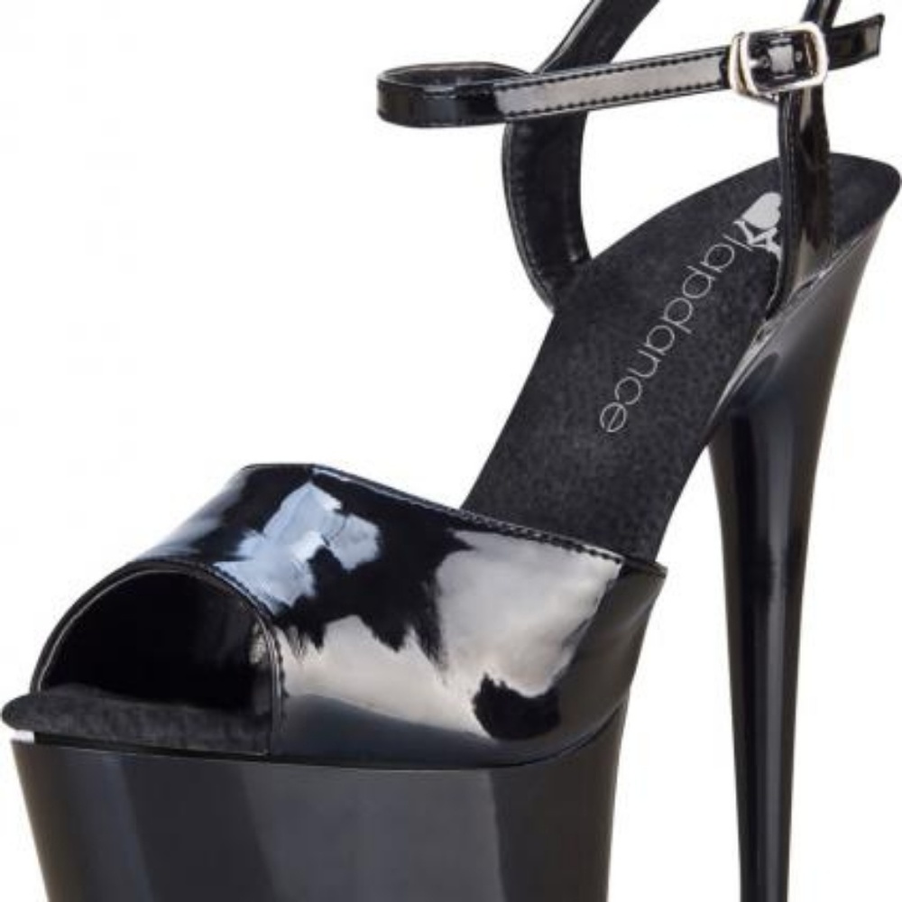 6 Inches Black Platform Sandal Strap